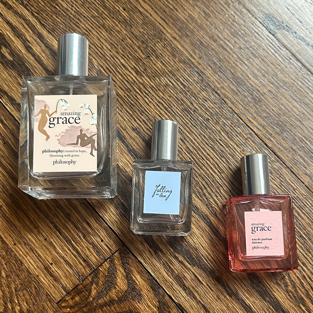 Philosophy Amazing Grace Empty Perfume Bottle Trio with Silver Caps